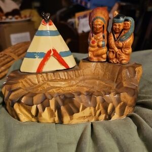 Vintage Ceramic Native American Figurine Set